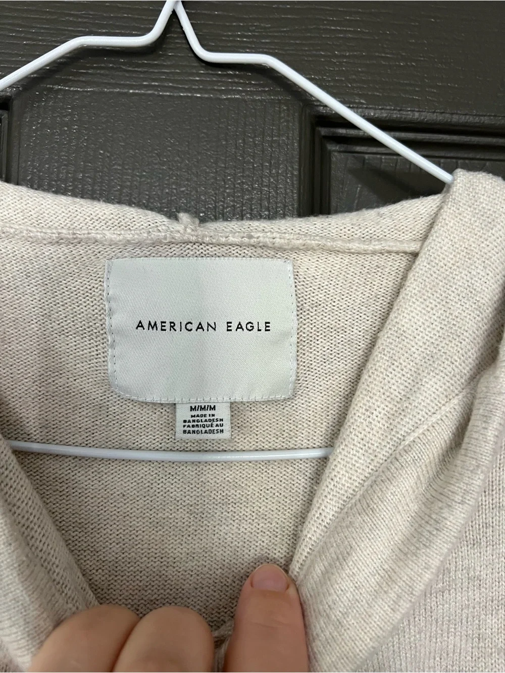 American Eagle Outfitters Men's Cream Crewneck Hoodie Sweater
